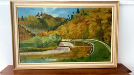 Ölgemälde Herbstlandschaft Schloss | sign. A. Brüngger 1923