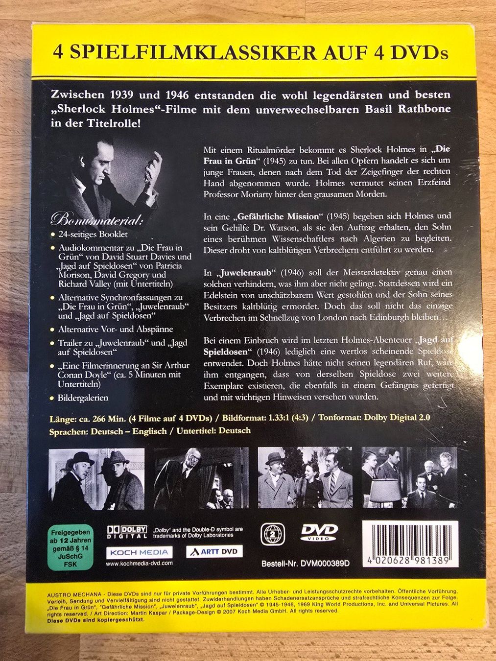 Tutti i DVDs: Sherlock Holmes Jeremy Brett / Basil Rathbone / Nigel Bruce – Usato da Ettenhausen TG venduto da Ravenb 3