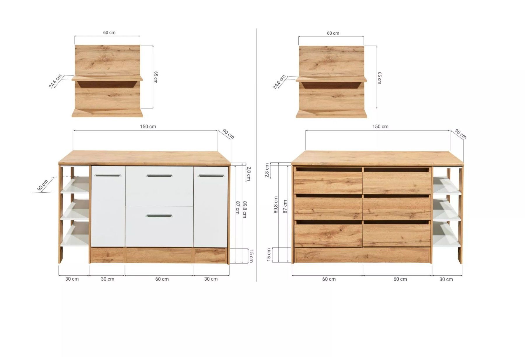 Cucine complete: 923 - Kücheninsel Hilde 150cm mit Hängeregal Grau – Nuovo e nell'imballaggio originale da Wallenwil venduto da toesstalvertrieb 9