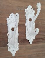 2 Garderobenhaken, Haken weiss/creme Shabby Chic Landhaus