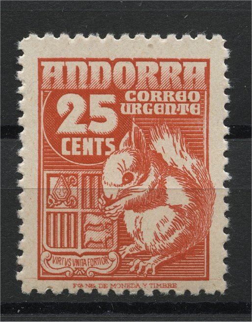 Temi: SPANISCH ANDORRA EICHHÖRNCHEN VON 1947** – Nuovo e nell'imballaggio originale da Wetzikon ZH venduto da Philimpex