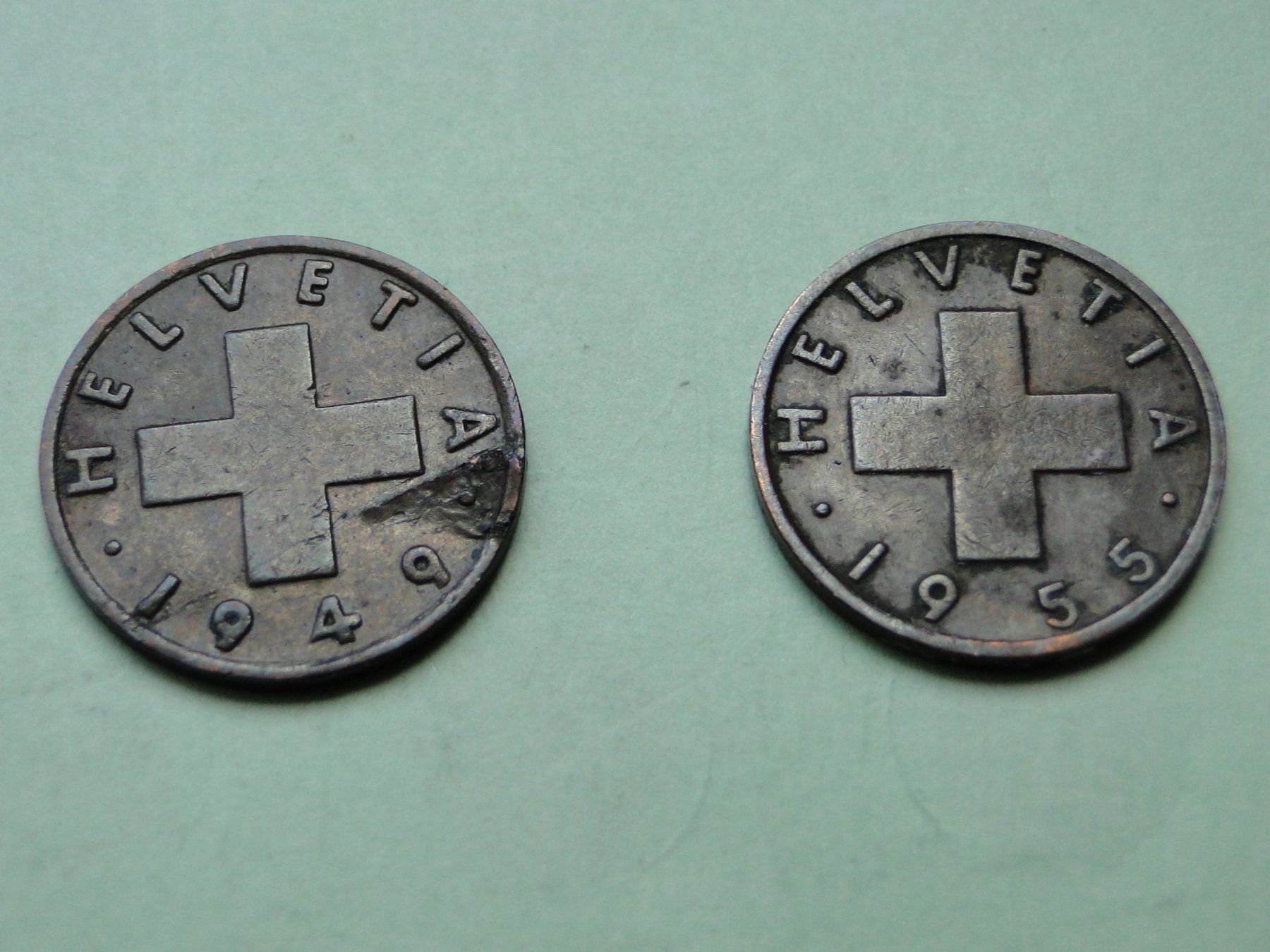 Tutti le monete: 2x  1 Rappen  1949 + 1955 – Usato da Killwangen venduto da cyrano56 2