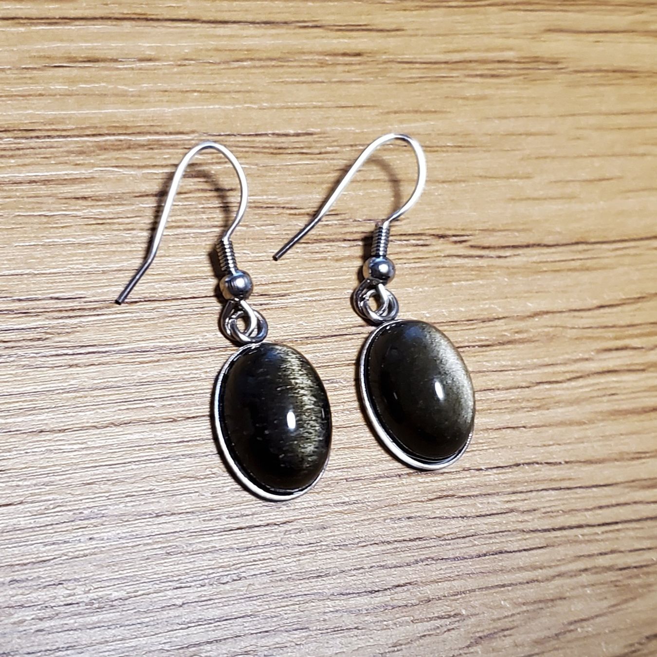 Ohrringe & -stecker: Obsidian Edelstein Ohrringe goldschimmer – Neu und originalverpackt aus  von  3