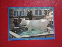 AK Aktion Land in Sicht Zürich Motiv Kuh im Brunnen