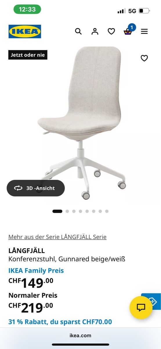 Schreibtische: IKEA LANGFJÄLL Schreibtischstuhl – Neu (gemäss Beschreibung) aus Zürich von pau_mt6c 3