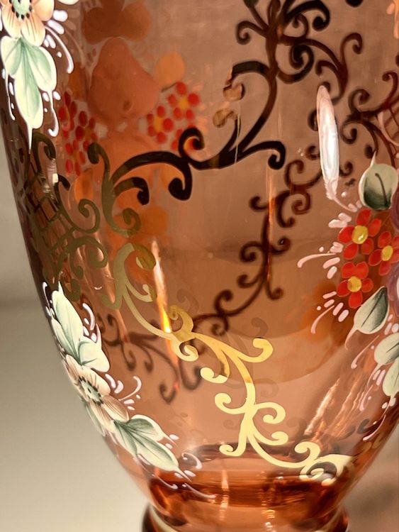 Ancien vase italien en céramique émaillée et peint à la main (Gebraucht