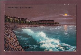 NEUCHÂTEL - Quai du Mont-Blanc - Clair de lune - 1916