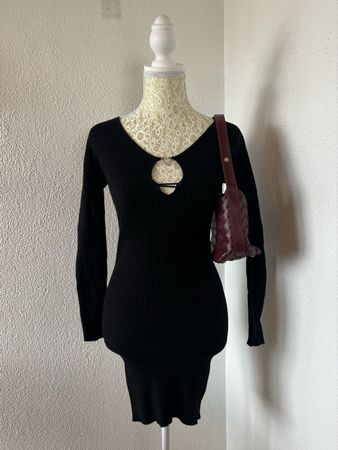 Black TW bodycon dress with a heart