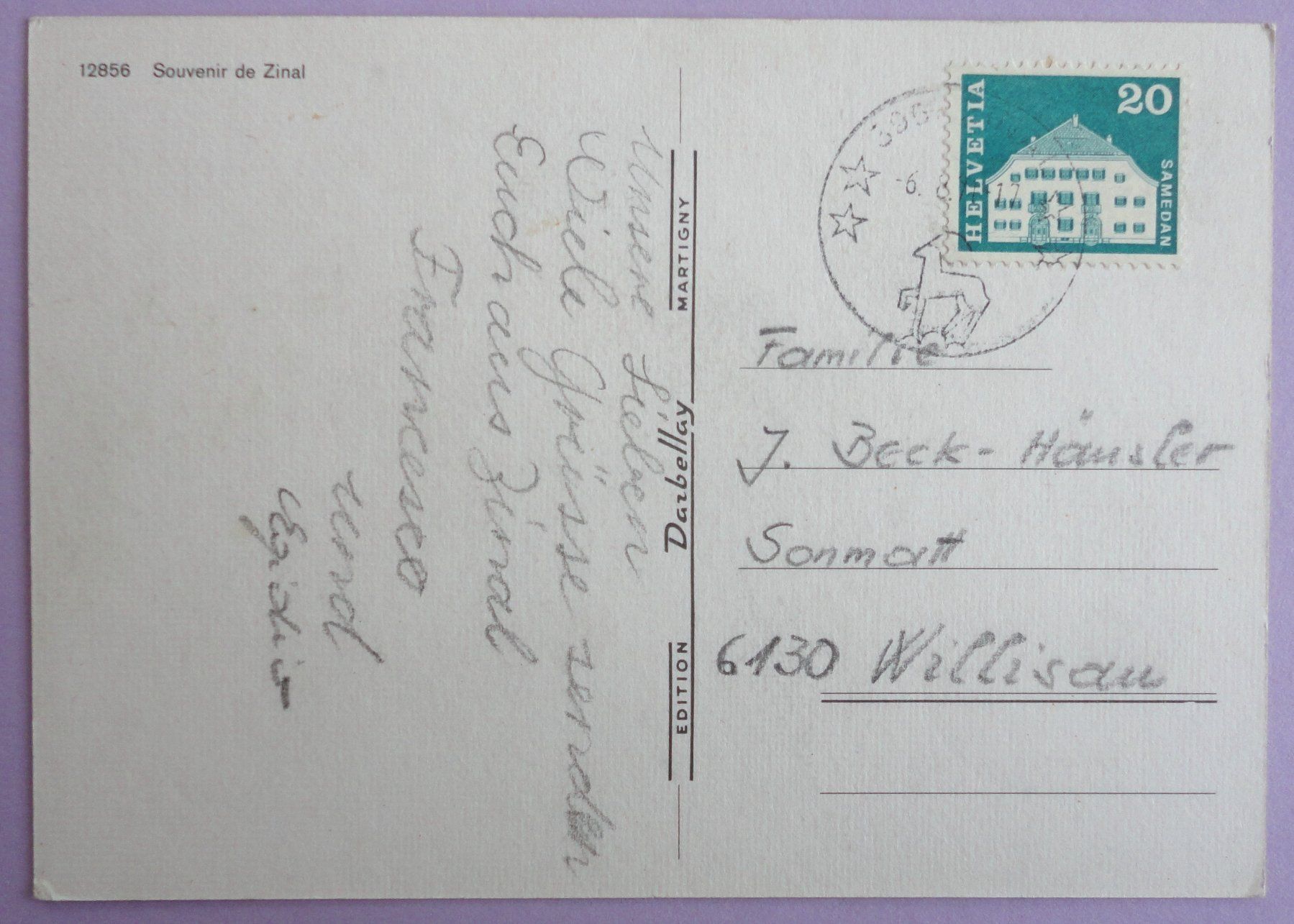 Cartes postales: Souvenir de Zinal – D'occasion à Fétigny par Billy2miny 1