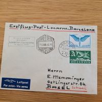 Poste Aérienne Luftpost Locarno - Barcelona 1940 Basel
