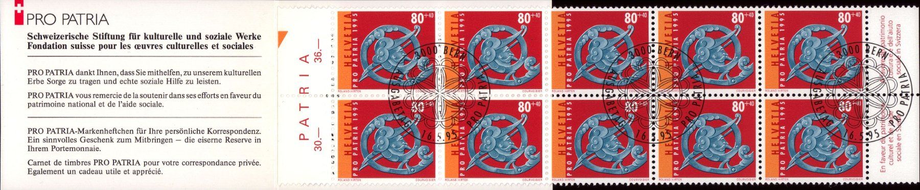 Alle Briefmarken: 1995 Pro Patria MH ES KW 25.- – Gebraucht aus Eggersriet von stamp303 1