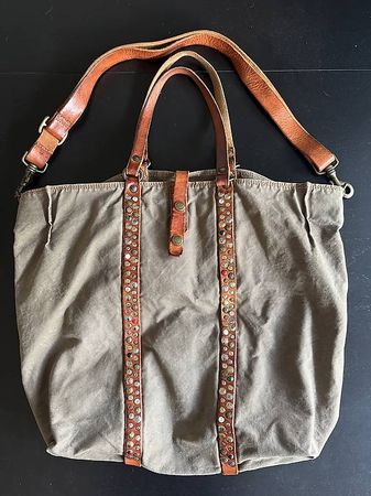 Campomaggi Umhänge Tasche Olivgrün  Baumwolle & Leder
