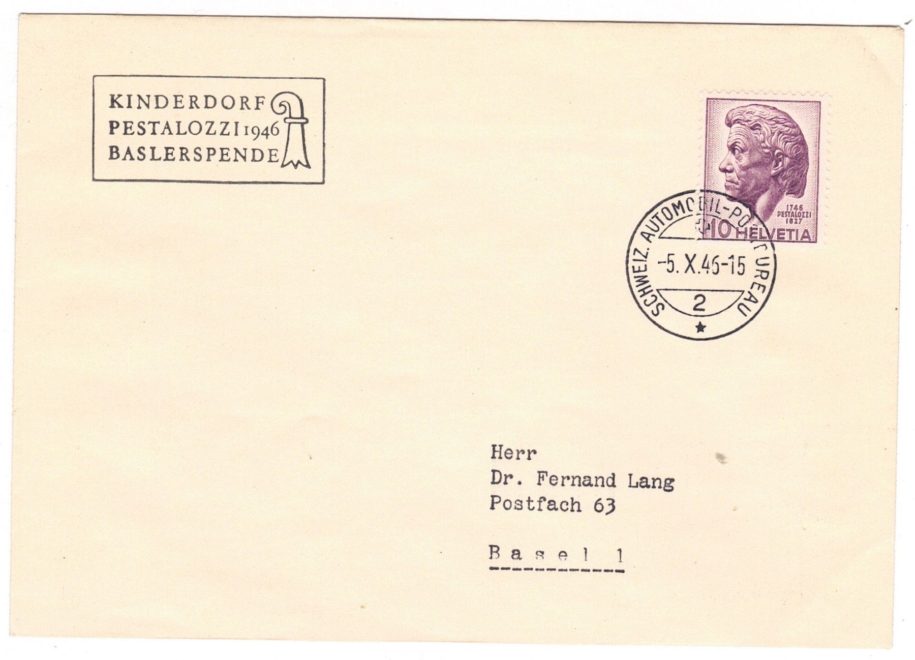 Alle Briefmarken: Lettre de Basel A396 pour Basel le 5.X.46 – Gebraucht aus La Tour-de-Peilz von amjust