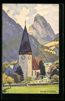 Saanen, Ortspartie mit Kirche, 1930