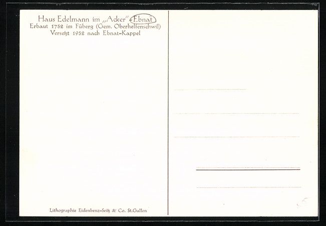 Cartes postales: Ebnat, Haus Edelmann im Acker – D'occasion à Berlin par bartko-reher 1