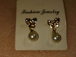 OHRRINGE MODESCHMUCK,,MIT KÜSTLICH PERLEN,,WEISS