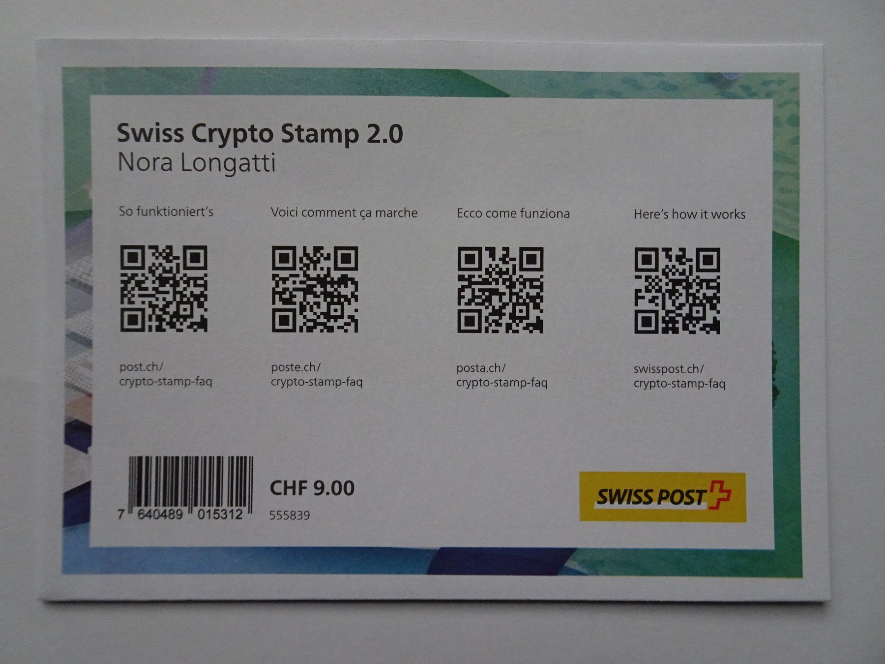 Tous les timbres: Swiss Crypto Stamp 2.0 – Neuf avec emballage d'origine à Aadorf par Chnorli-Furz