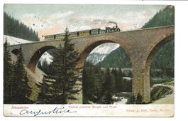 Albulabahn (GR) RHB - Viadukt zwischen Bergün und Preda 1913