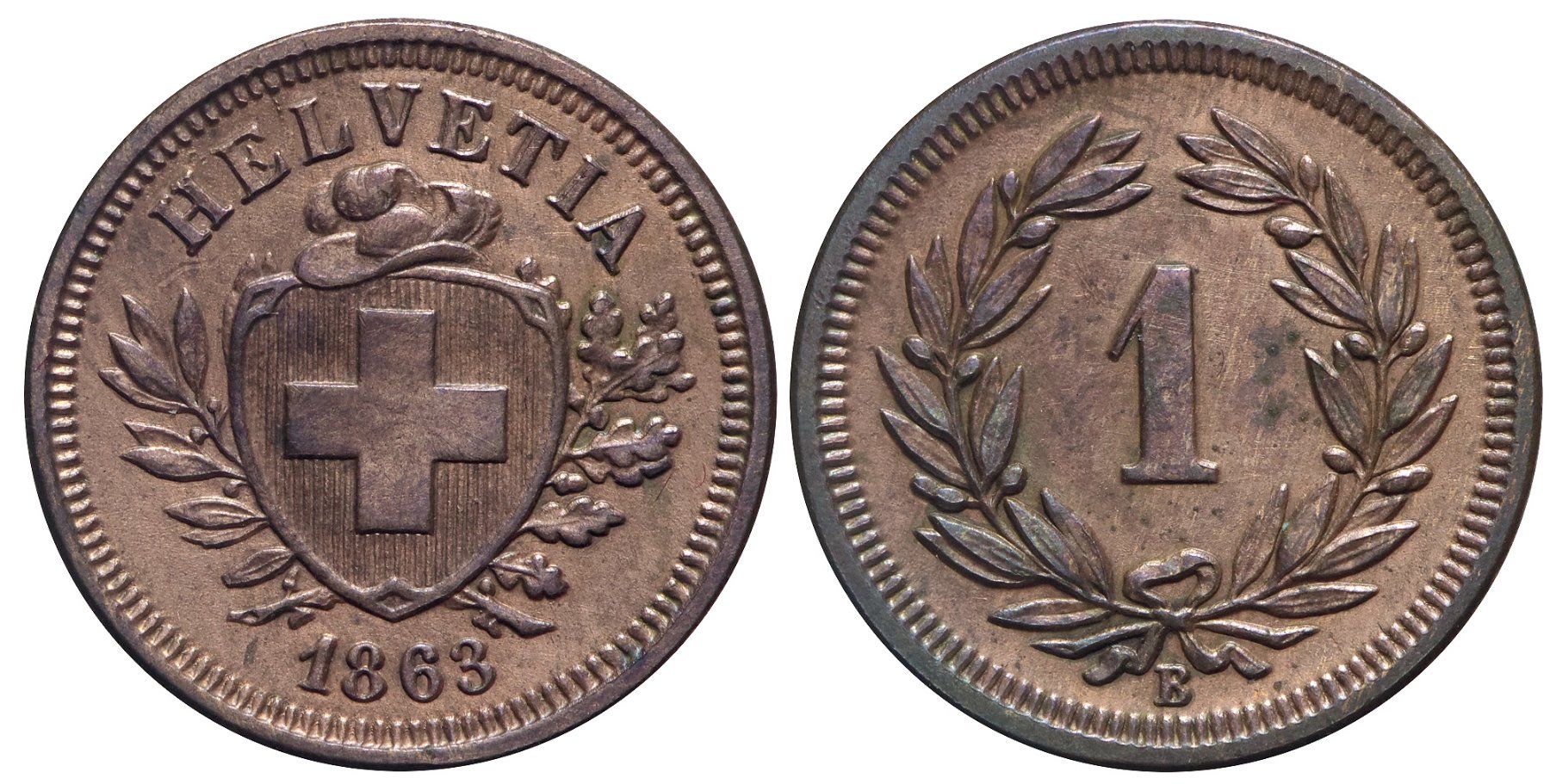 Tutti le monete: 1 Rappen 1863 (05) – Usato da Chiasso venduto da Novamarketing