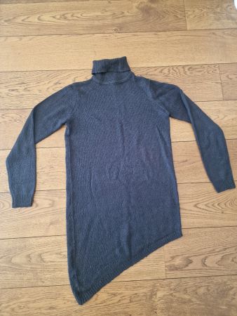 Toller Rollkragenpullover Dunkelgrau Asymmetrisch Grösse S