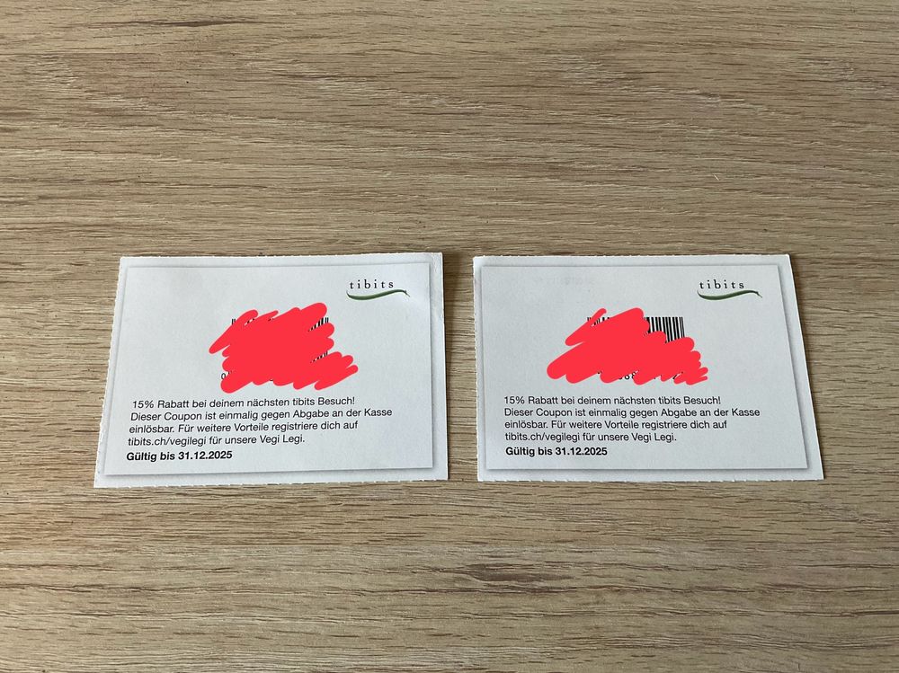 Tibits Gutscheine, 2 Stk, 15% Rabatt (Neu (gemäss Beschreibung)) in ...