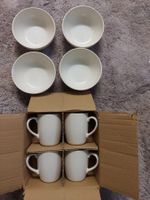 4 Müeslischalen und 4 Tassen Farbe creme NEU