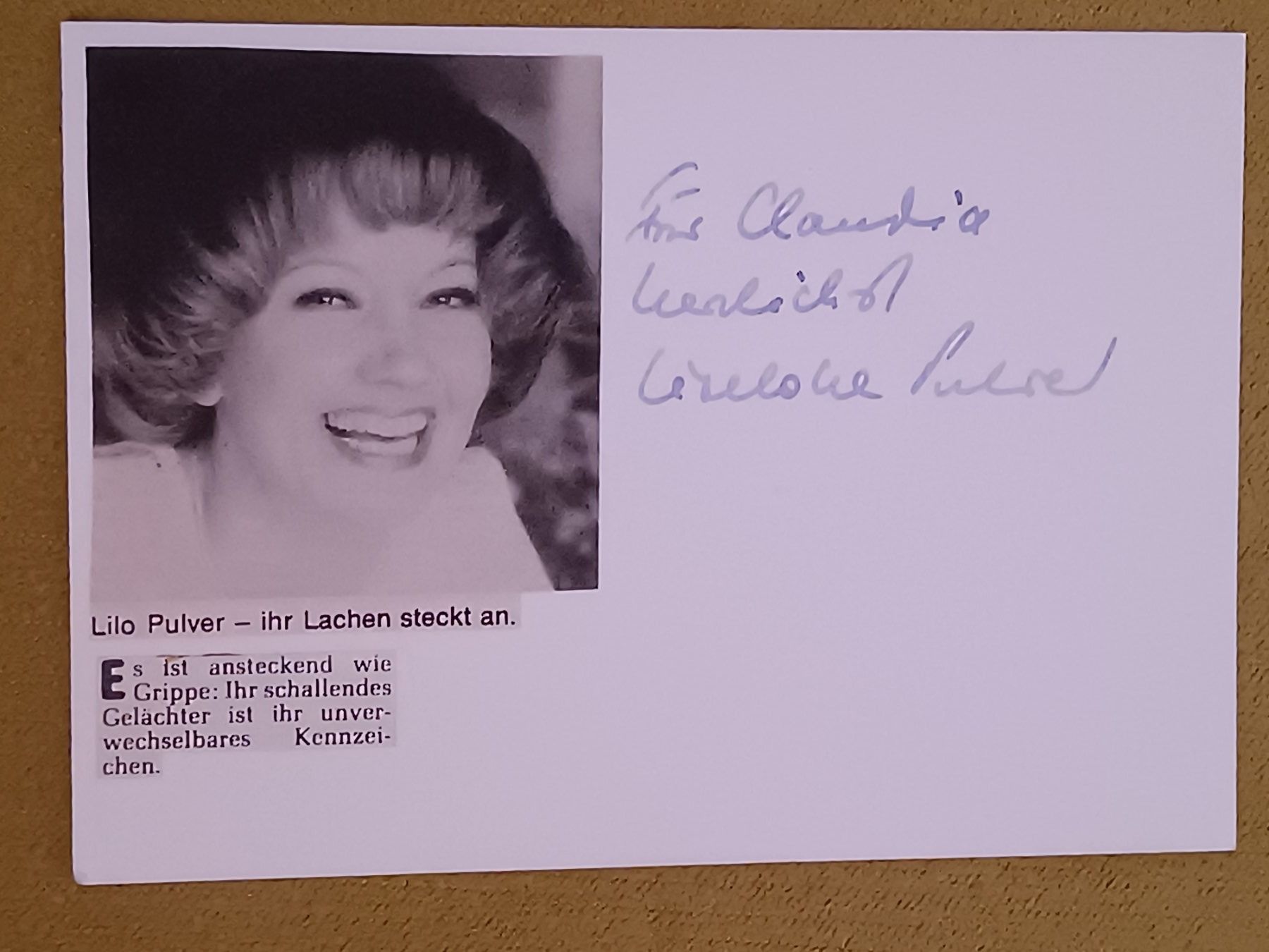 Autografi: Liselotte Pulver - handsigniert – Usato da Menziken venduto da Autogramme