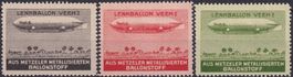 1912, Flugpost-Vignetten: METZELER (LENKBALLON VEEHI) SELTEN