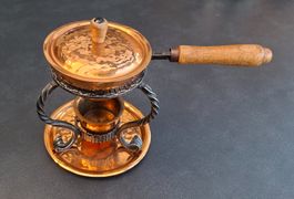 Altes Saucenpfännchen Kupfer Rechaud Stöckli 8cm sowie Topf