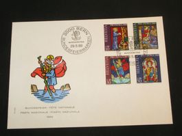 Pro Patria FDC 1969 Nr. 142 - 145 Glasgemälde sakralen Kunst