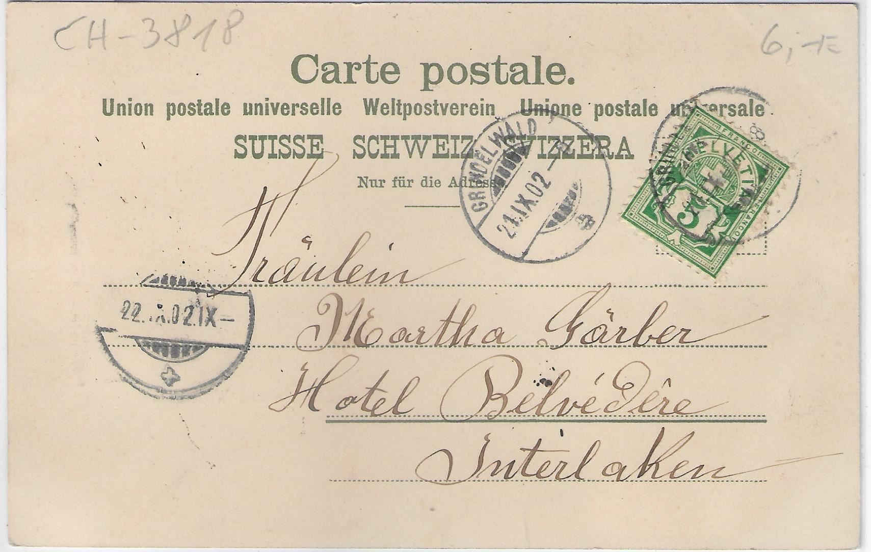 Cartoline postali: Grindelwald-Kirche und Wetterhorn – Usato da Ettingen venduto da Kartenplanet 1
