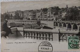LAUSANNE -  Place Bel-Air et le Grand Pont  - 1904