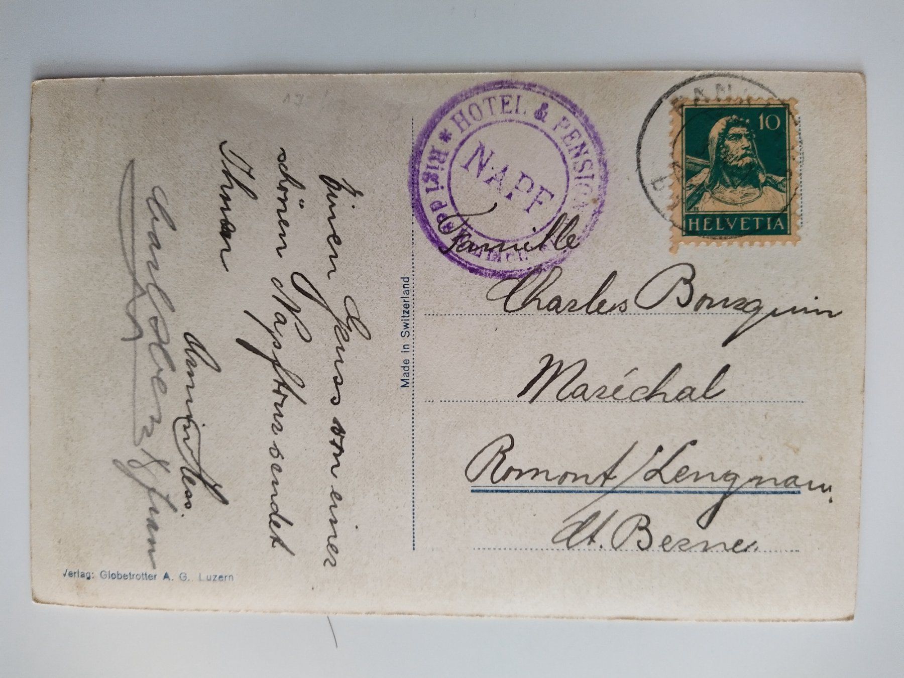 Cartoline postali: Hotel Napf BE, Berner Alpen, top! dat. 1929 – Usato da Ohmstal venduto da Lebensfreude05 1