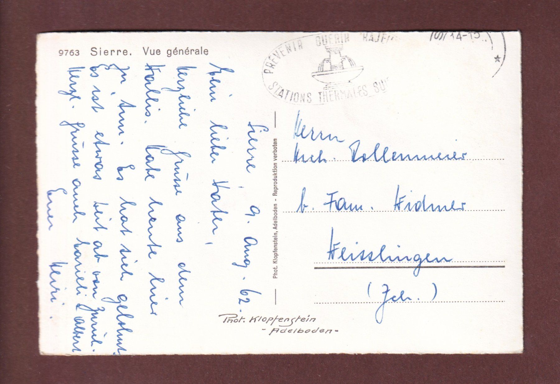 Ansichtskarten: SIERRE - 1962 – Gebraucht aus Pully von nicecards-shop 1