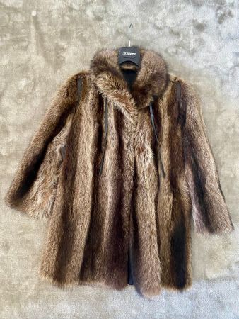 Echter Waschbär Pelzmantel Damen Gr. ca. 38–40 Vintage