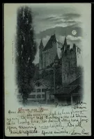Mondschein-AK Thun, Schloss, Nachtansicht