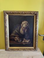 Gemälde Alter Mann mit Schdel und Buch, gerahmt
