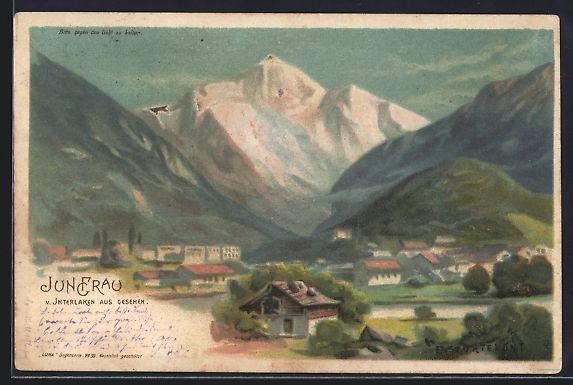 Cartoline postali: Litho Interlaken, Teilansicht mit Blick  – Usato da Berlin venduto da bartko-reher
