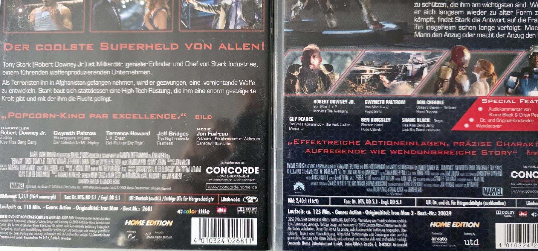 Alle DVDs: DVD Iron Man 1&3 / Robert Downey Jr. – Gebraucht aus Oetwil am See von fineli2 1