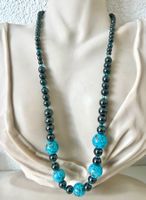 Prachtvolle Design Long Kette - Hämatit & Murano Glas - 70cm