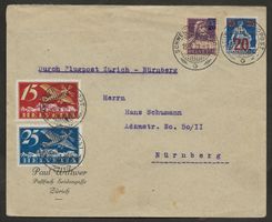 Flugpost Schweiz 1923 Erstflug Zürich München Luftpost