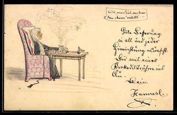 Cartoline postali: Handgemalt: Mann mit Bandagen um Hände  – Usato da Berlin venduto da bartko-reher