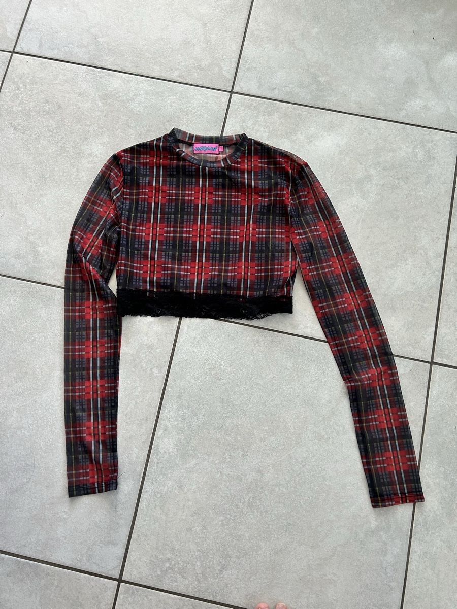 Camicette: Crop Top mit Karomuster & Spitze – Usato da Bülach venduto da Choemong 1
