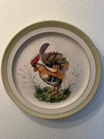 Riesiger BASSANO Keramik Wandteller, Hahn, 46 cm