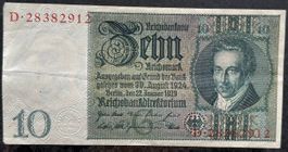 Seltene 10 Reichsmark Note, Berlin 1924/1929