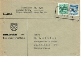 Brief, Aushilfsstempel Bolligen 1945