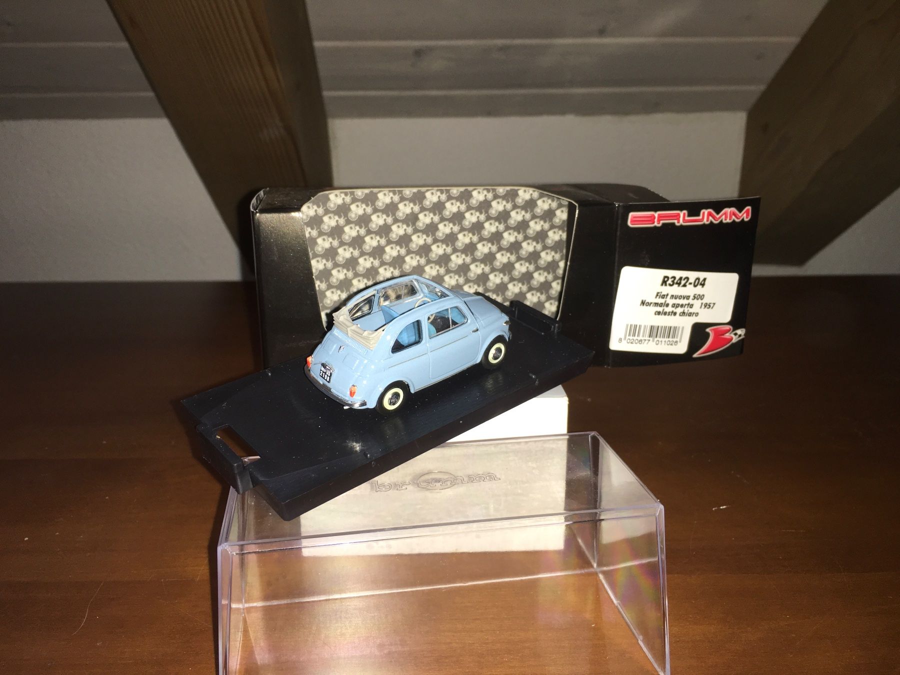 Fiat Modellini d'auto: Fiat nuova 500 normale aperta 1/43 celeste chiaro – Nuovo e nell'imballaggio originale da Wohlen AG venduto da PrivatSammlung 1
