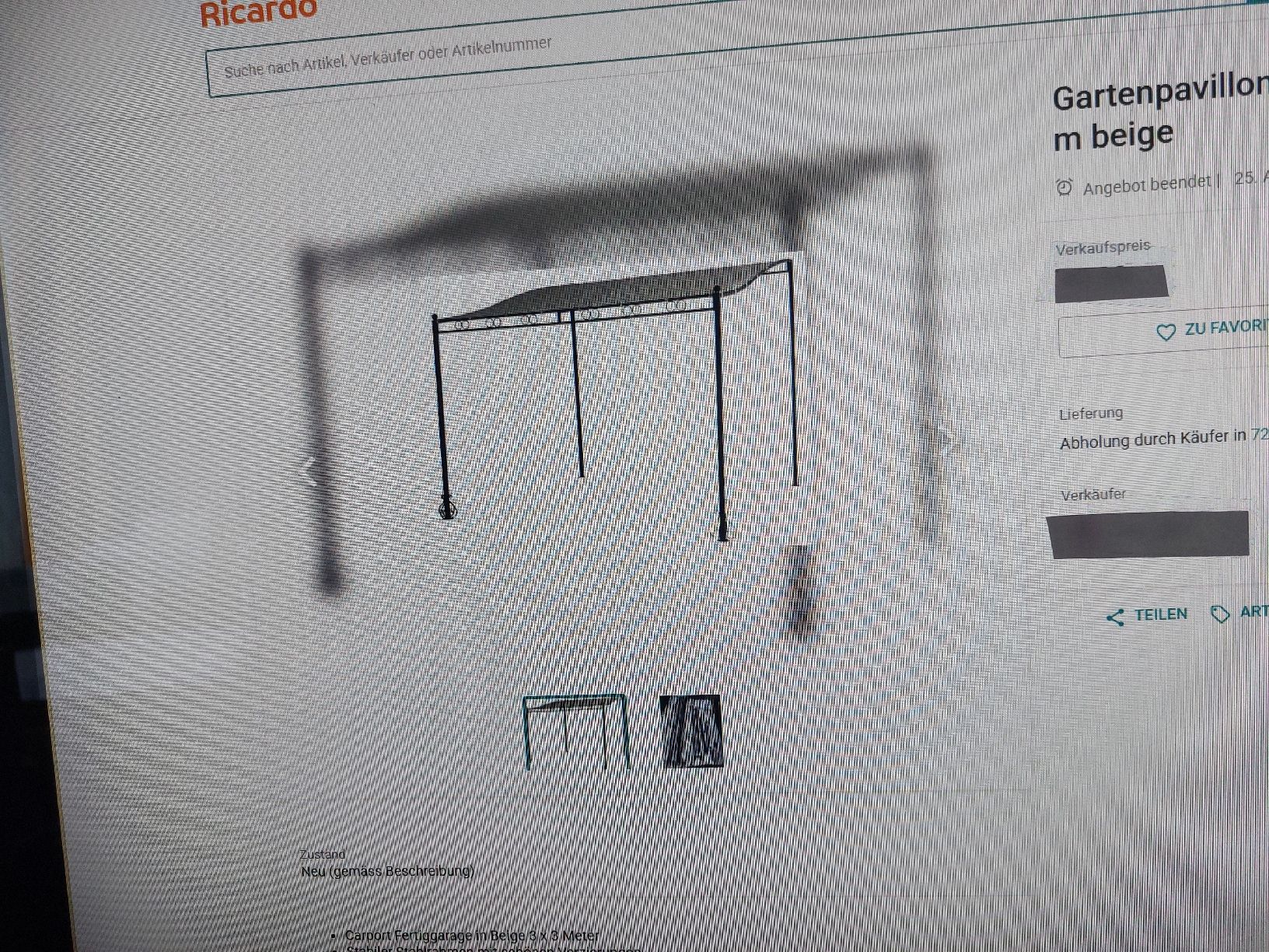 Rifugi: Gartenpavillon 3x3m antrazit – Nuovo (secondo la descrizione) da Landquart venduto da Cedes 2