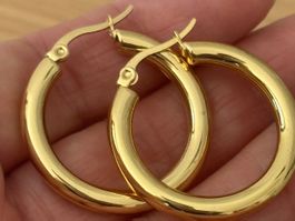 Luxus Elegante Creolen Edelstahl Ohrstecker Farbe Gold
