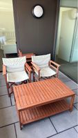 Wooden garden table with two directors chair 